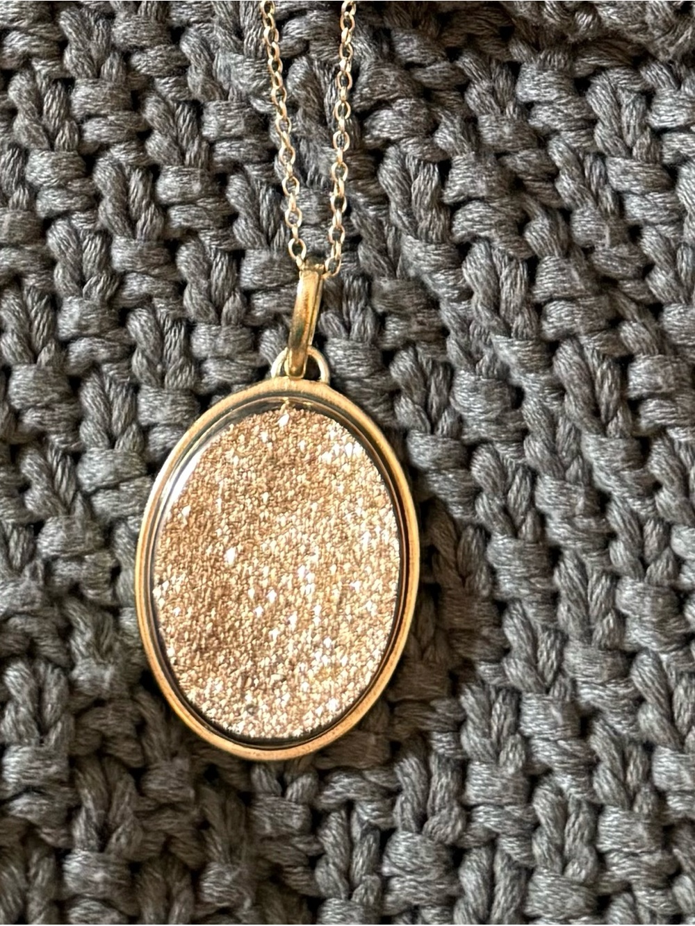 Large Gold Druzy Pendant Necklace